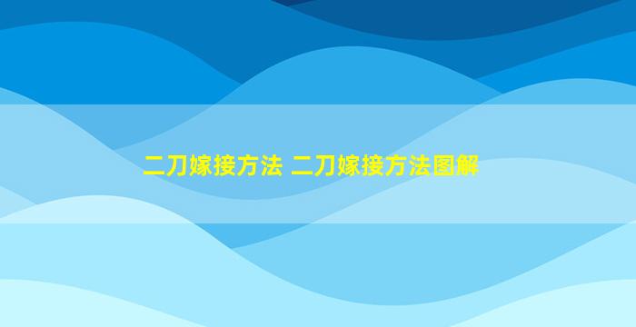 二刀嫁接方法 二刀嫁接方法图解